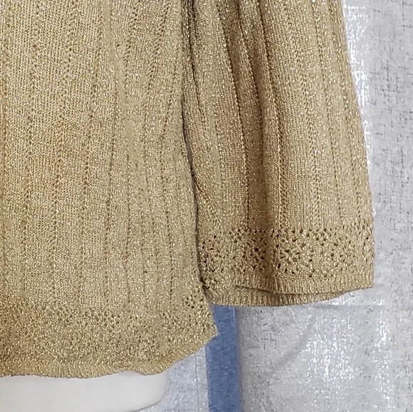 Alfred Dunner Gold Metallic Knit Cowl Neck Sweater - Picture 3 of 7